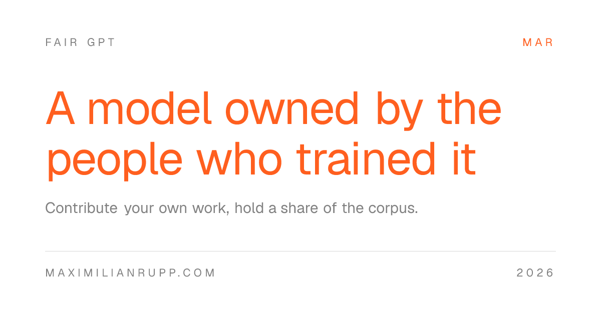 Fair GPT, a chat model whose corpus is contributed and owned by its members